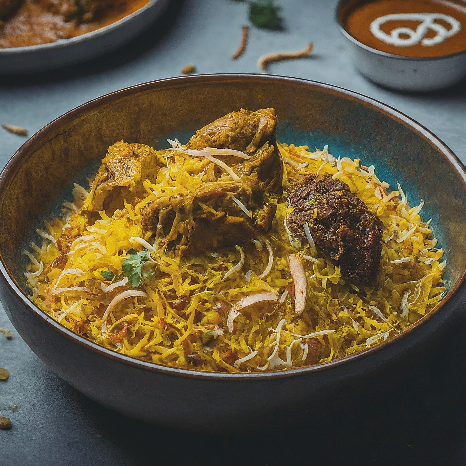 A non vegetarian biryani platter