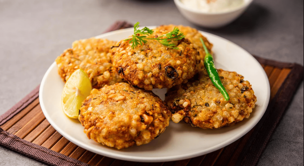 A plate filled with sabudana vada