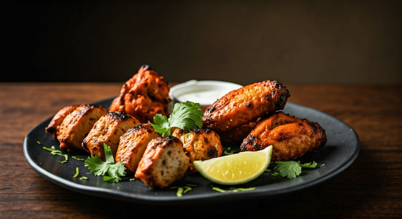 Plate of non vegetarian appetizers