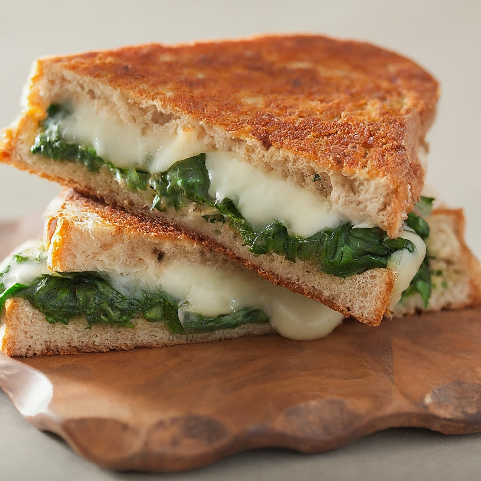 Spinach grilled cheese sandwich