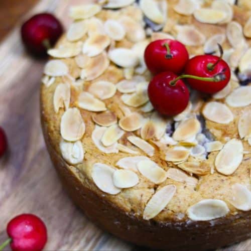 Eggless Almond Cherry Cake