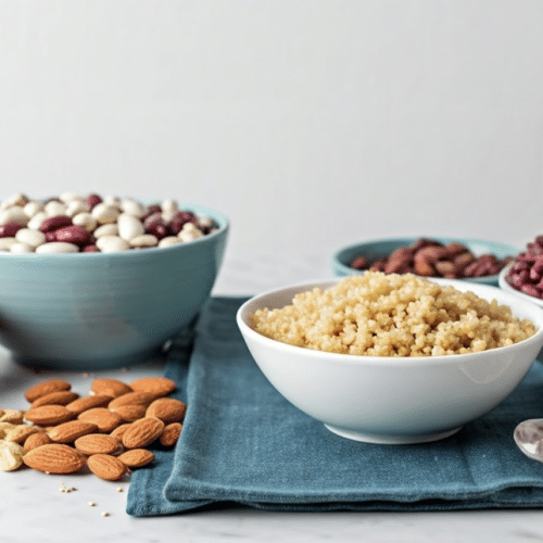 A display of protein rich food for vegetarians