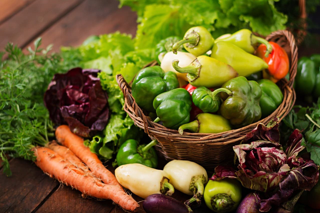 Market vegetables on the tabletop