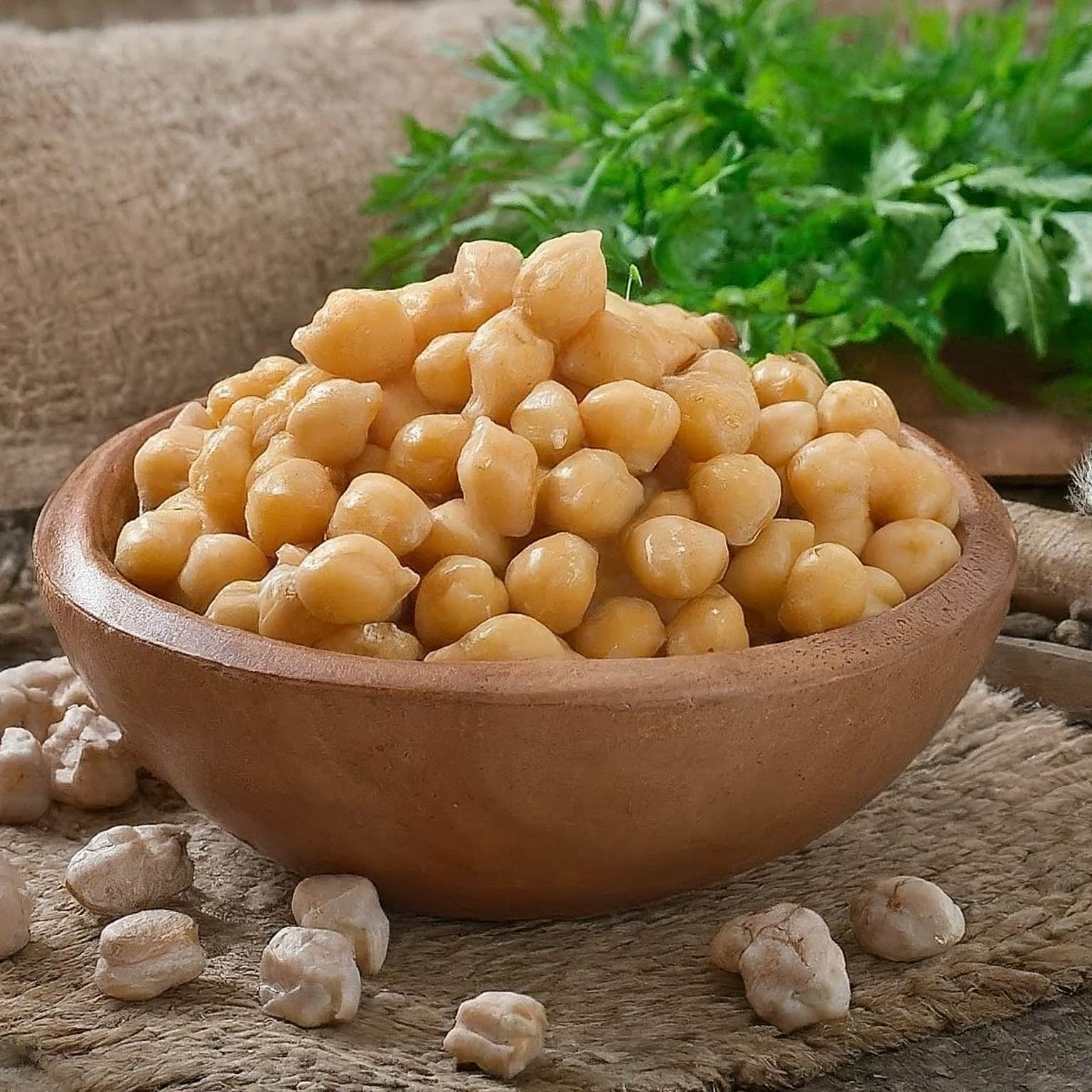 A bowl of boiled chickpeas