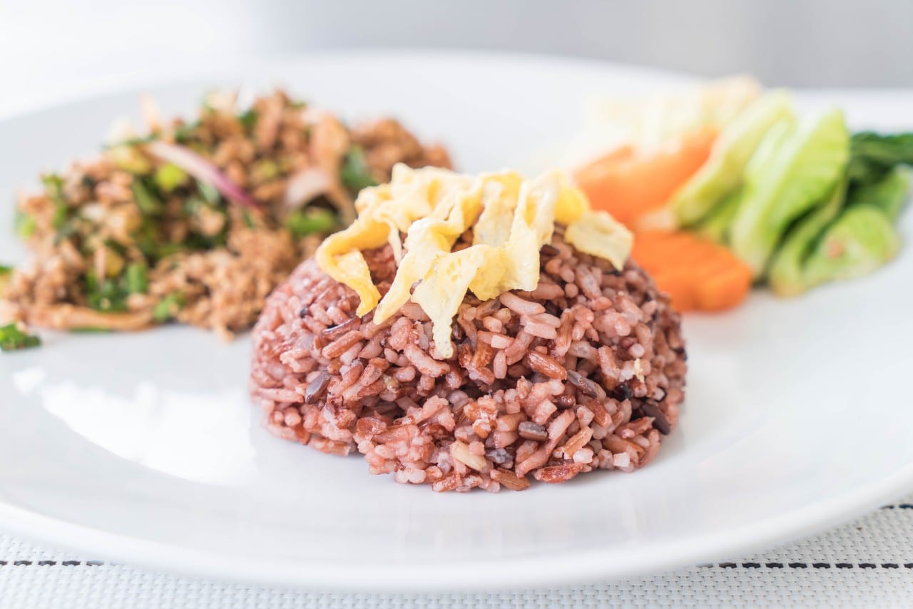 Brown rice food on a plate