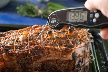 Roast meat checked with digital food thermometer