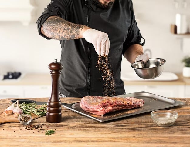 Steak cooking process in action