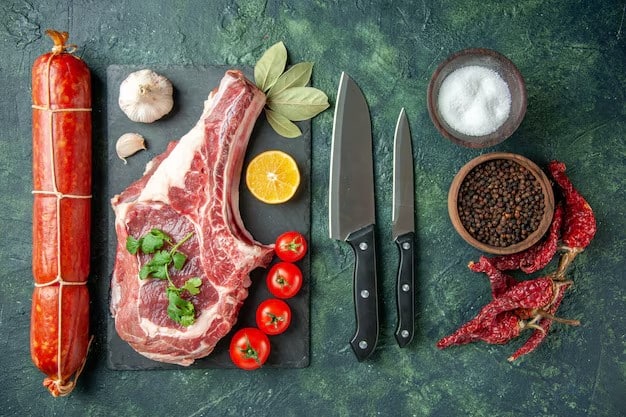 Various steak cooking tools displayed