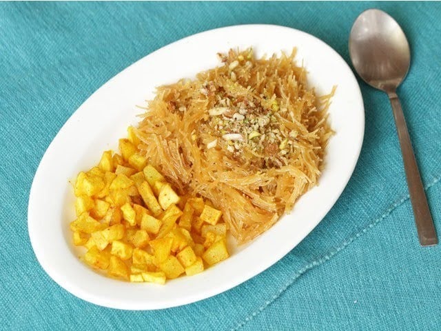 Sweet vermicelli with fried potatoes