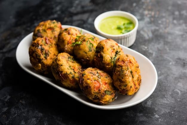 Crispy potato cutlets with chutney