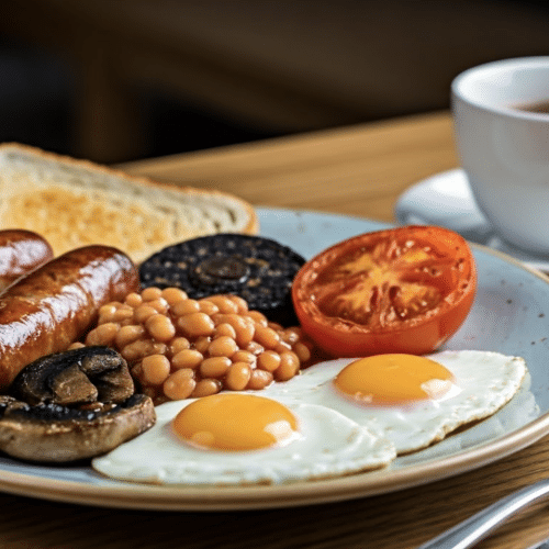 Delicious Full English breakfast on a plate