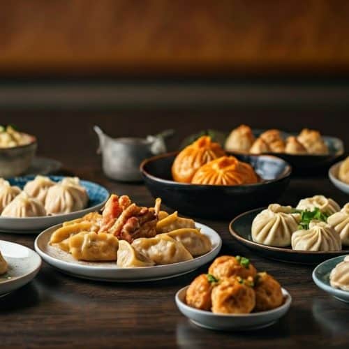 Variety of dumplings on display