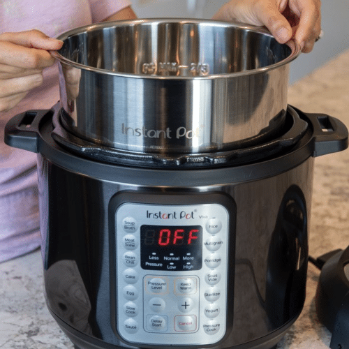 Modern pressure cooker in a kitchen