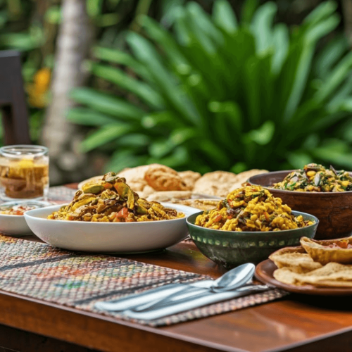 Traditional Sri Lankan cuisine spread