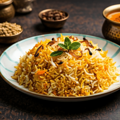 A plate of traditional biryani