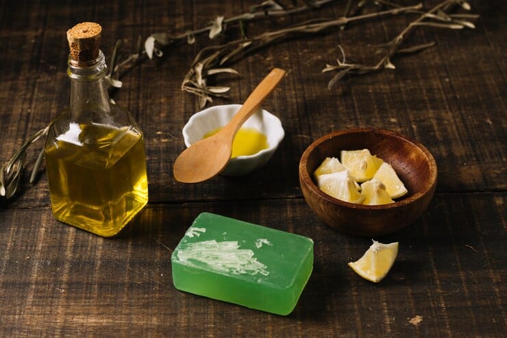 Ayurvedic medicine ingredients olive oil ghee lemon soap