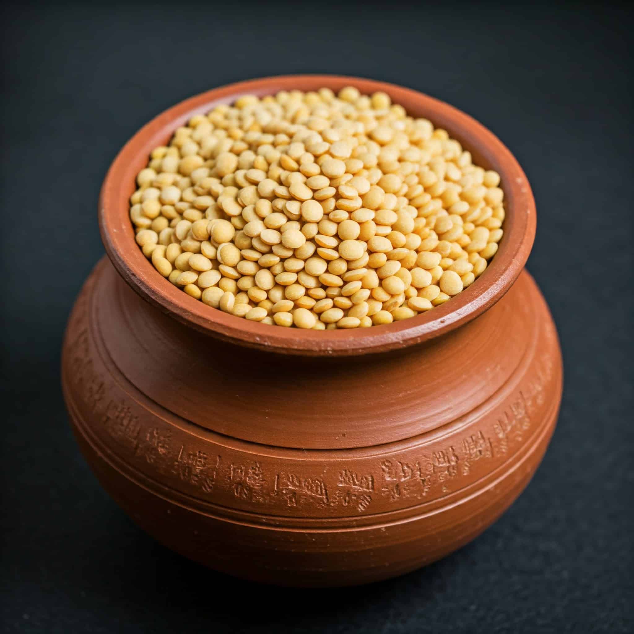 A bowl of uncooked urad dal lentils.