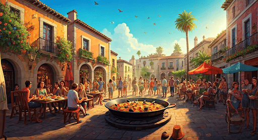 Festive paella festival in Spain