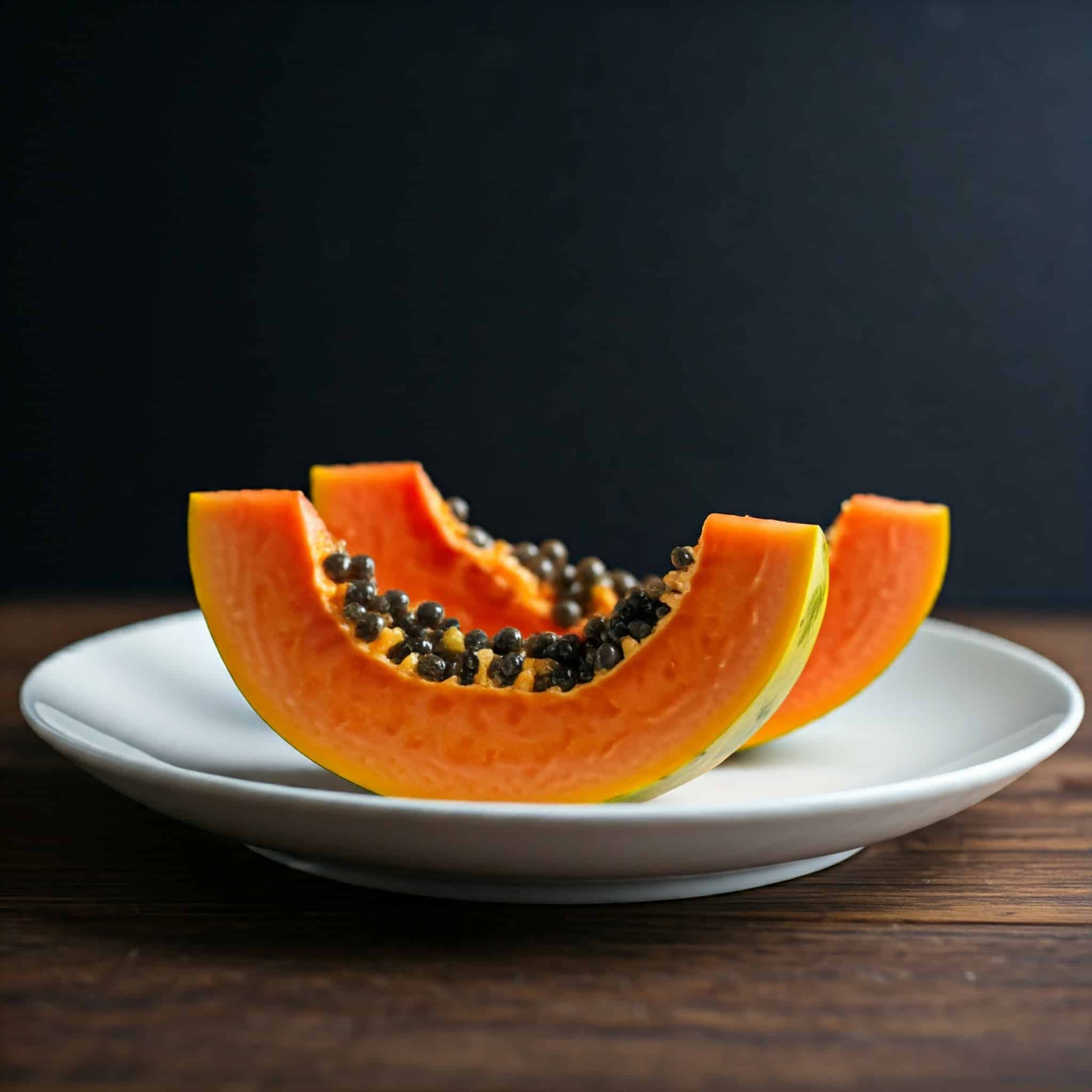 sliced papaya with seeds