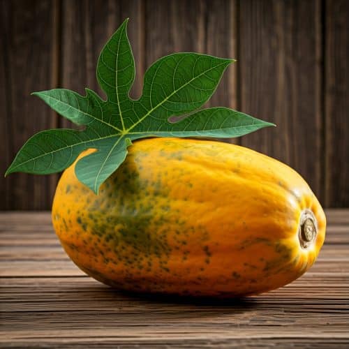 whole papaya with leaves