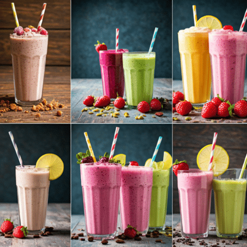 A collage of different smoothie recipes