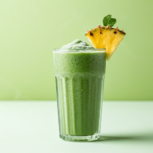 A glass full of Pineapple Spinach Smoothie