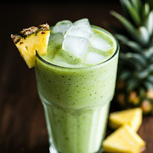 Green Pineapple Coconut Smoothie in a glass