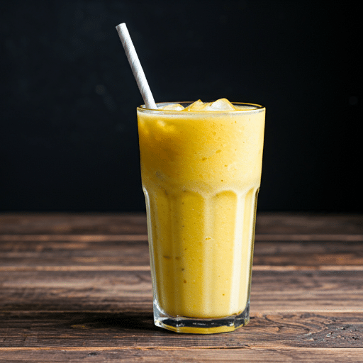 Mango Ginger Smoothie with a straw