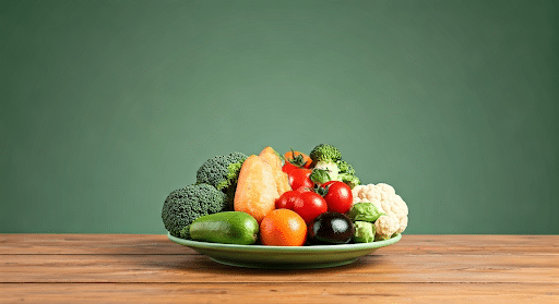 Colourful, healthy food plate