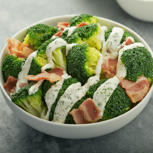 Broccoli and Bacon salad with creamy dressing