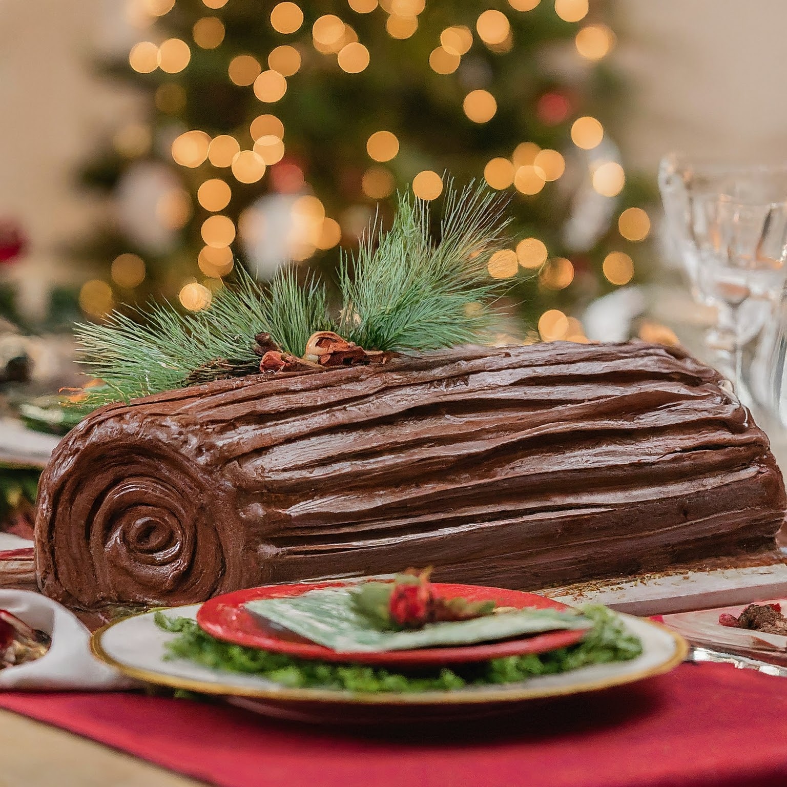 Chocolate Yule Log Cake