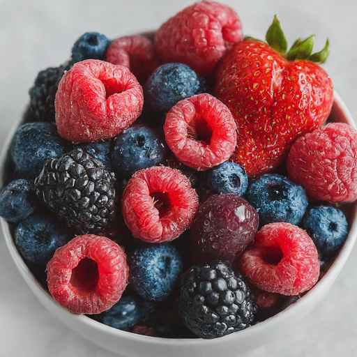 A bowl filled with a variety of fresh berries.