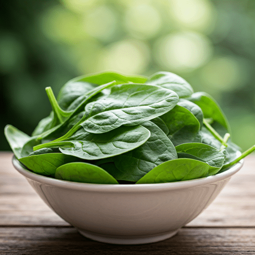 A bowl of fresh, raw spinach leaves