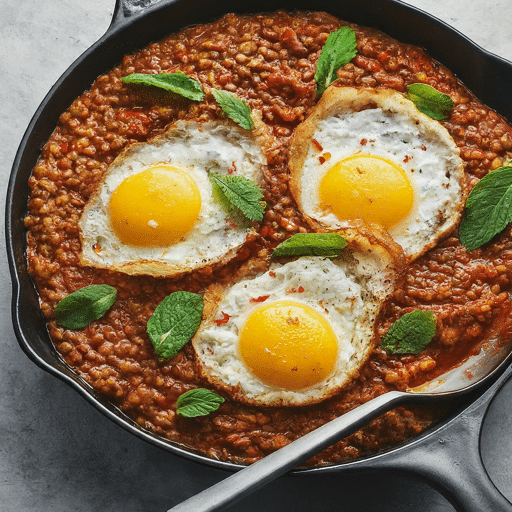 Eggs with Lentils and Spiced Mint