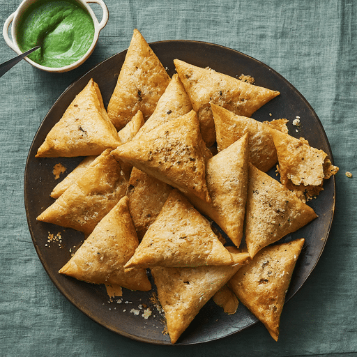 Baked Samosas with Mint Chutney