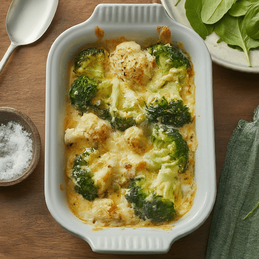 Cheesy Broccoli and Cauliflower Bake