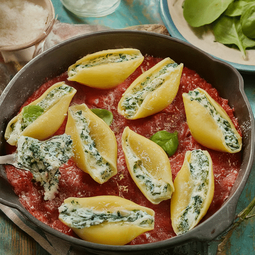 Spinach and Ricotta Stuffed Pasta Shells