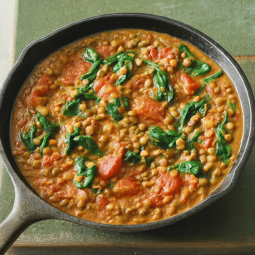Tomato Spinach Lentil Curry