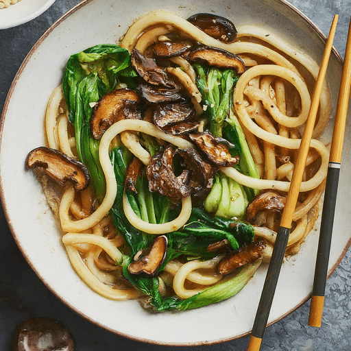 Vegan Udon Noodles with Shiitake & Pak Choi