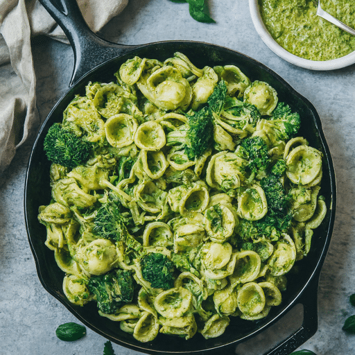 Vegan Orecchiette with Pesto Broccoli and Kale