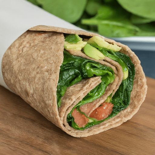 Whole wheat spinach wrap