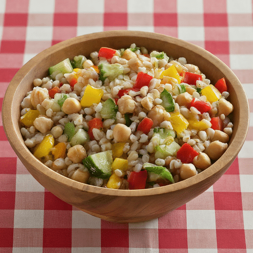 Barley Salad with Chickpeas Bell Peppers and Cucumbers