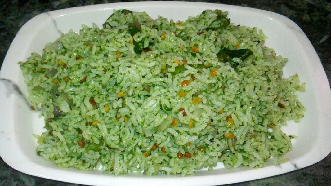 பாலக்கீரை சாதம் – Palak Keerai Rice Recipe in Tamil