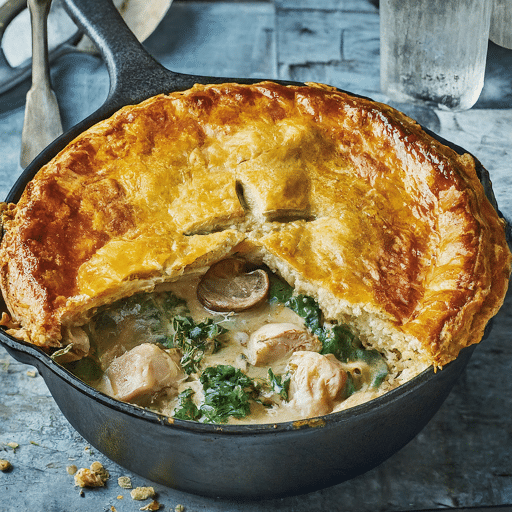 Chicken kale mushroom pot pie