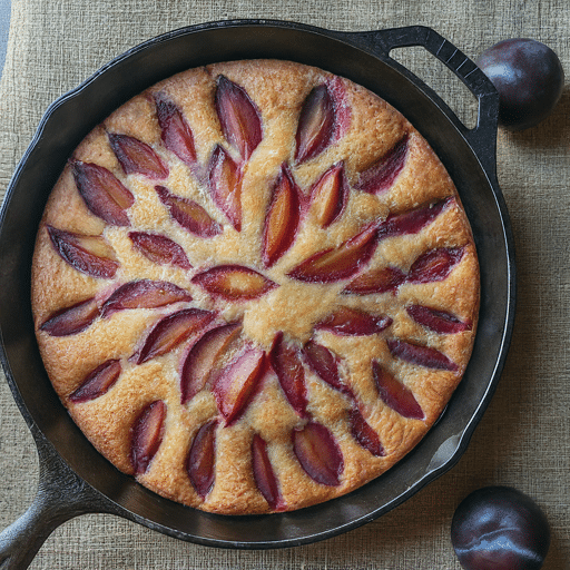 Plum cake in pan