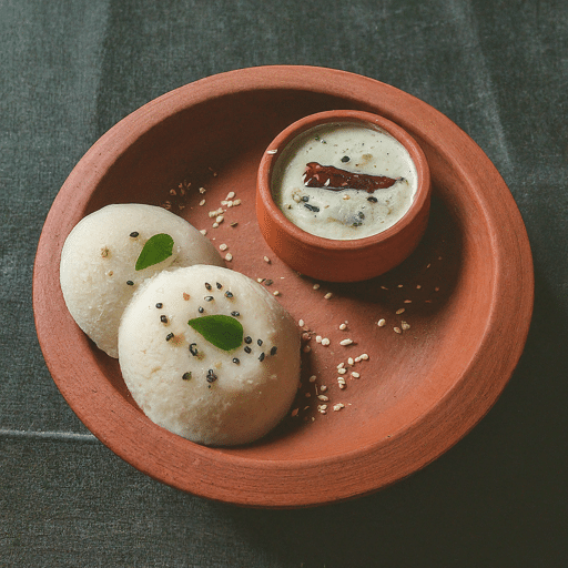 Rava idli with coconut chutney