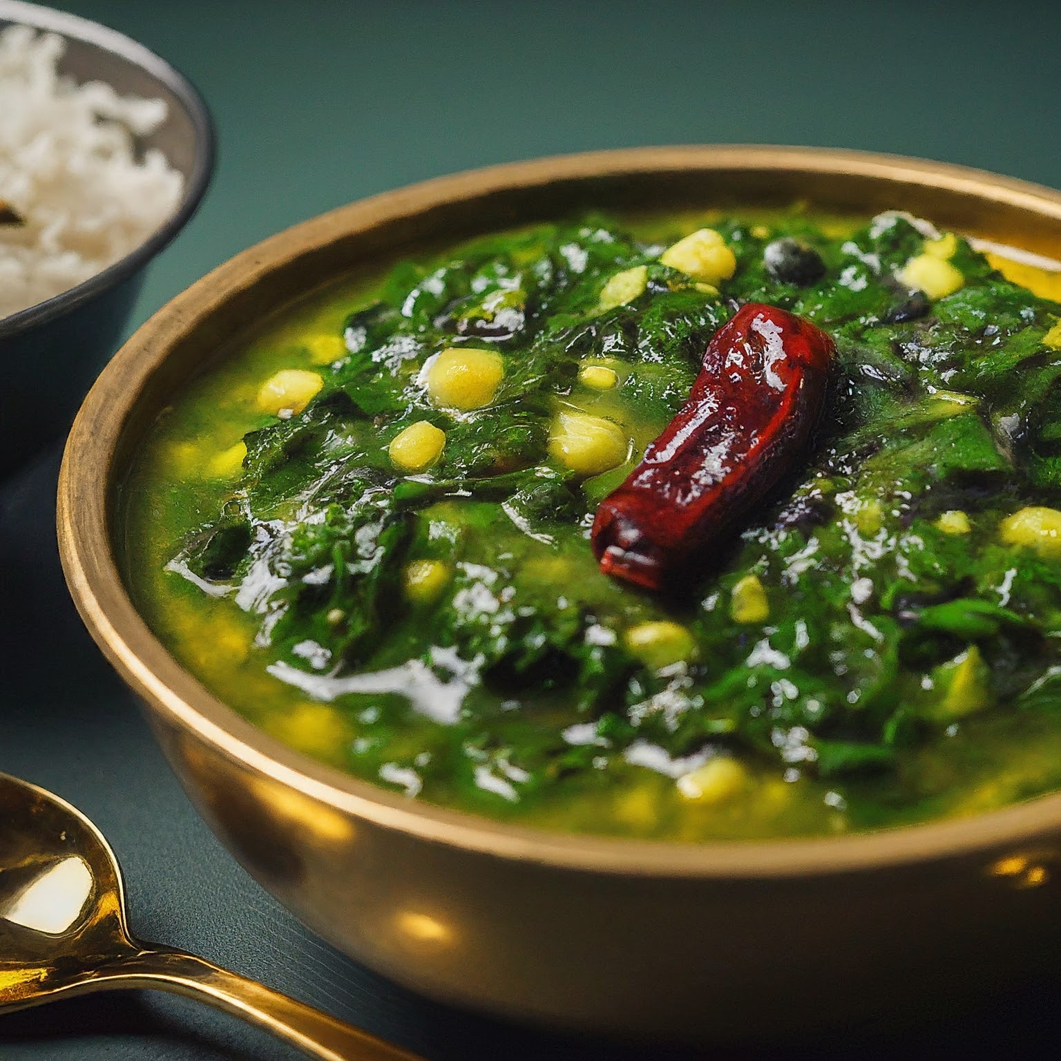 Keerai masiyal, a dish made with spinach and lentils.