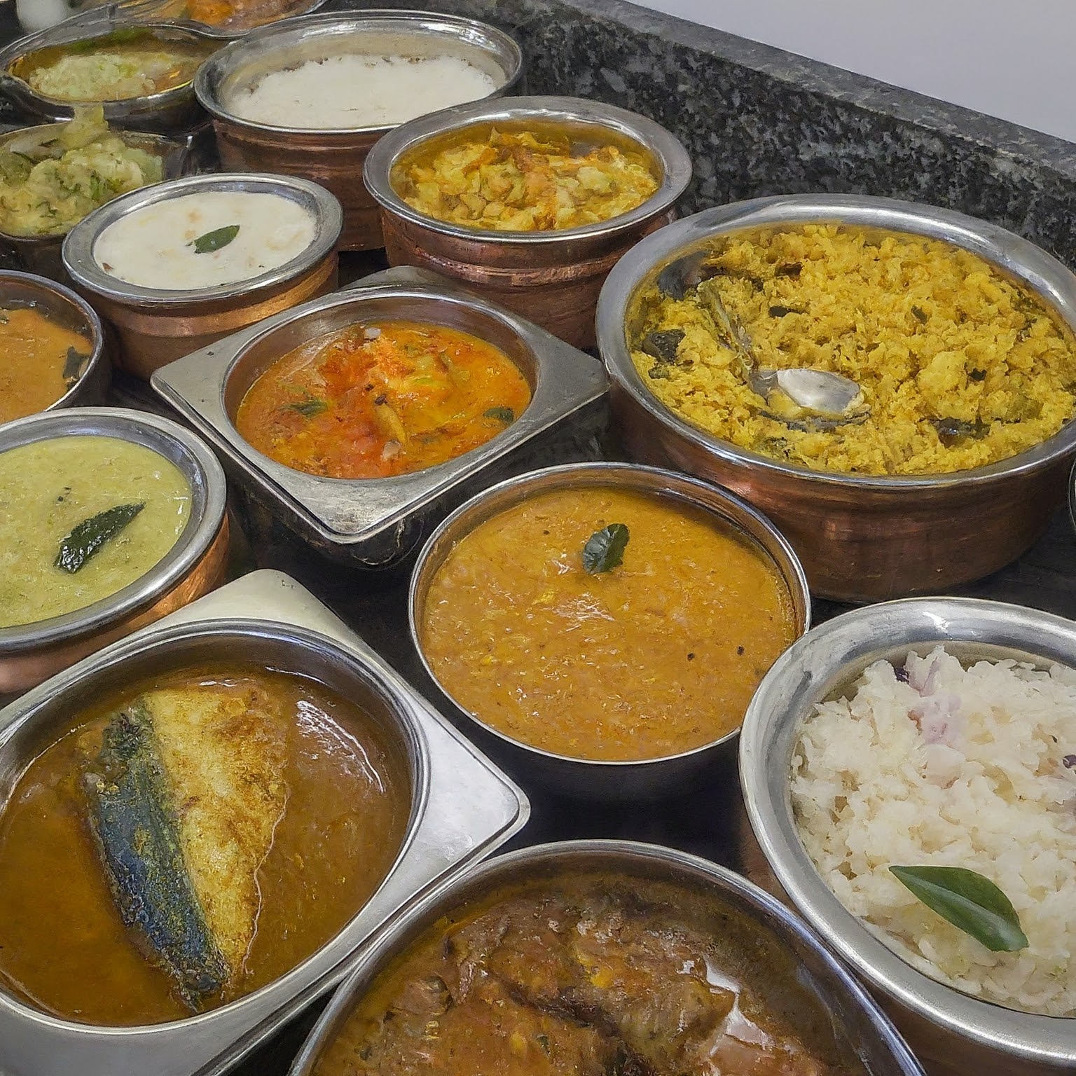 different types of south indian dishes ready to serve