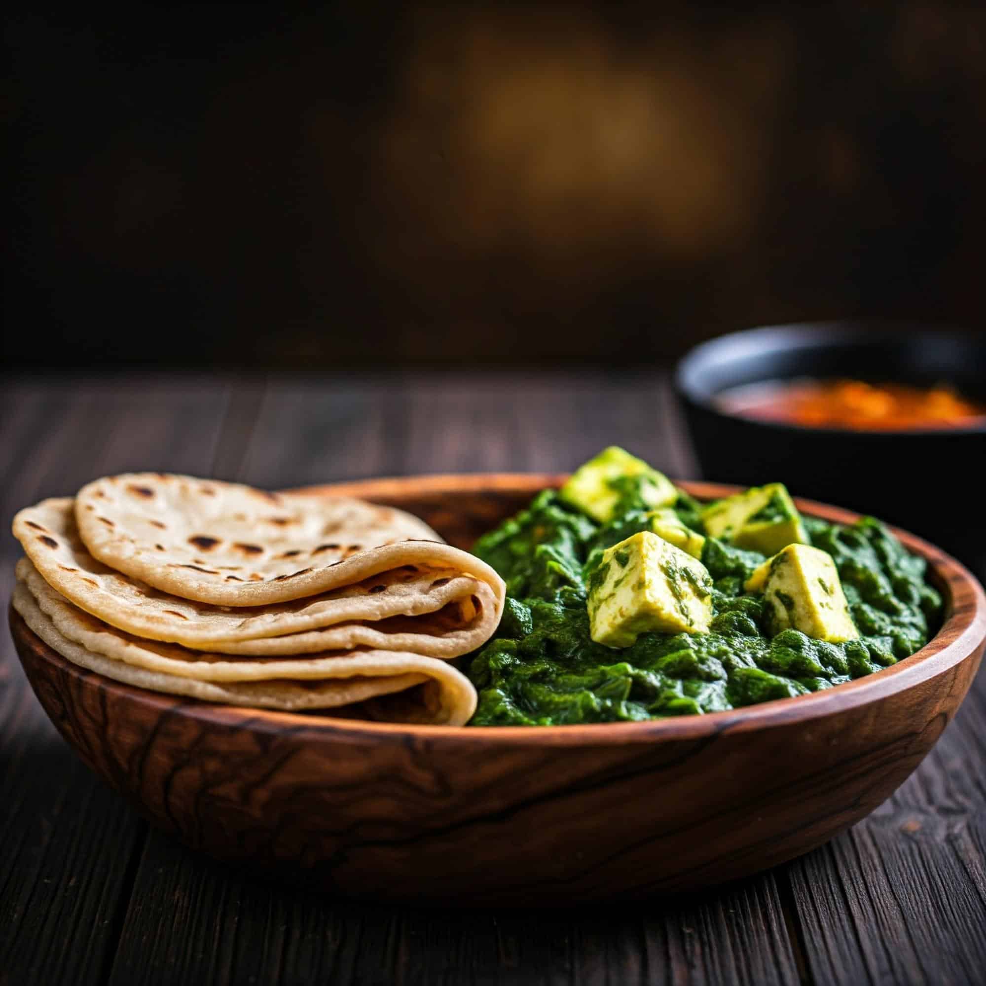 Chapati with palak paneer