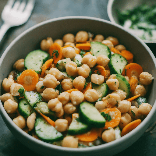 Chickpea salad with Cucumber Carrots